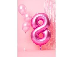 Folie Ballon Cijfer 8 Mat Roze XL 86cm Leeg -Feestartikelen Winkel folie ballon cijfer 8 mat roze xl 86cm leeg 1