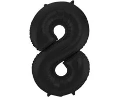 Folie Ballon Cijfer 8 Mat Zwart XL 86cm Leeg
