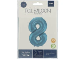 Folie Ballon Cijfer 8 Pastel Blauw XL 86cm Leeg -Feestartikelen Winkel folie ballon cijfer 8 pastel blauw xl 86cm leeg 1