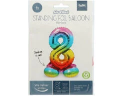 Folie Ballon Cijfer 8 Regenboog Met Standaard 72cm -Feestartikelen Winkel folie ballon cijfer 8 regenboog met standaard 72cm 1