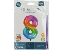 Folie Ballon Cijfer 8 Regenboog XL 81cm Leeg -Feestartikelen Winkel folie ballon cijfer 8 regenboog xl 81cm leeg 4