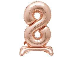 Folie Ballon Cijfer 8 Rose Goud Standaard 76cm