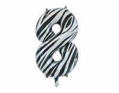 Folie Ballon Cijfer 8 Zebra XL 86cm Leeg