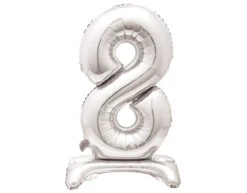 Folie Ballon Cijfer 8 Zilver Standaard 76cm