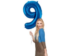 Folie Ballon Cijfer 9 Blauw Metallic XL 86cm Leeg -Feestartikelen Winkel folie ballon cijfer 9 blauw metallic xl 86cm leeg 1