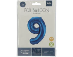 Folie Ballon Cijfer 9 Blauw Metallic XL 86cm Leeg -Feestartikelen Winkel folie ballon cijfer 9 blauw metallic xl 86cm leeg 2