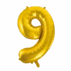 Folie Ballon Cijfer 9 Goud XL 86cm Leeg