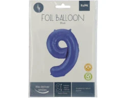 Folie Ballon Cijfer 9 Mat Blauw XL 86cm Leeg -Feestartikelen Winkel folie ballon cijfer 9 mat blauw xl 86cm leeg 1