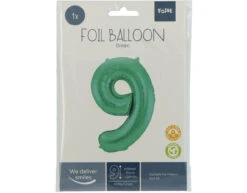 Folie Ballon Cijfer 9 Mat Groen XL 86cm Leeg -Feestartikelen Winkel folie ballon cijfer 9 mat groen xl 86cm leeg 2