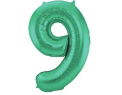 Folie Ballon Cijfer 9 Mat Groen XL 86cm Leeg