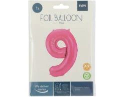 Folie Ballon Cijfer 9 Mat Roze XL 86cm Leeg -Feestartikelen Winkel folie ballon cijfer 9 mat roze xl 86cm leeg 2