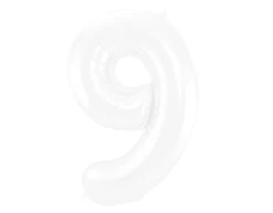 Folie Ballon Cijfer 9 Mat Wit XL 86cm Leeg