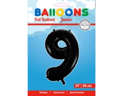 Folie Ballon Cijfer 9 Zwart XL 86cm Leeg -Feestartikelen Winkel folie ballon cijfer 9 zwart xl 86cm leeg 1