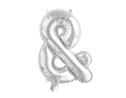 Folie Ballon En-Teken & Zilver 41cm Met Rietje