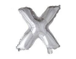 Folie Ballon Letter X Zilver 41cm Met Rietje