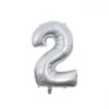 Folieballon Cijfer 2 Zilver 66cm -Feestartikelen Winkel folieballon cijfer 2 zilver 66cm