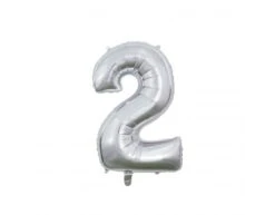 Folieballon Cijfer 2 Zilver 66cm