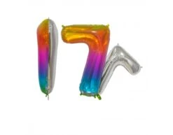Folieballon Cijfer 7 Regenboog Transparant 66cm -Feestartikelen Winkel folieballon cijfer 7 regenboog transparant 66cm 1