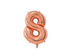 Folieballon Cijfer 8 Rose Goud 66cm