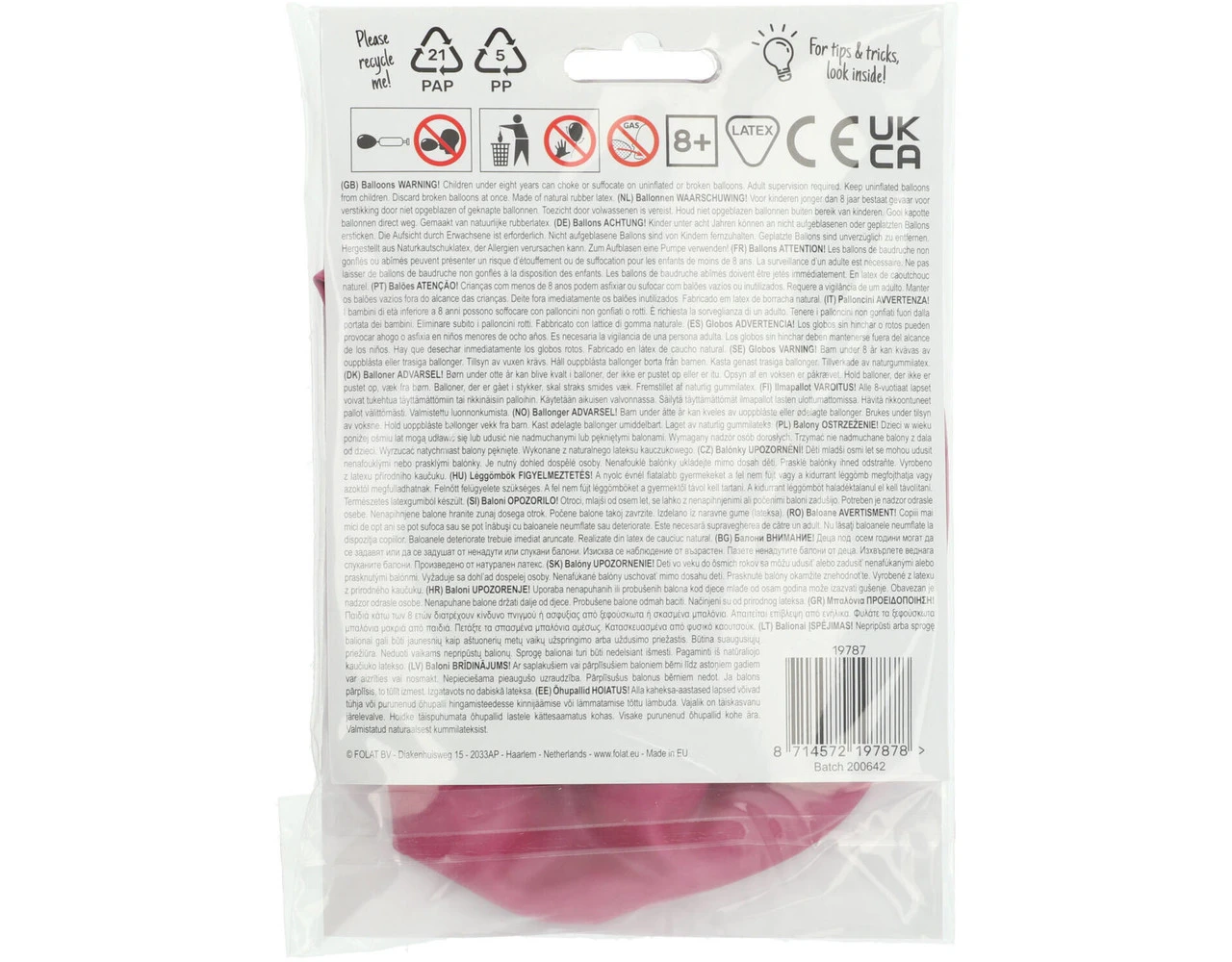 Fuchsia Ballon Metallic Fuchsia Pink 80cm 5 Fuchsia Ballon Metallic Fuchsia Pink 80cm - Afbeelding 3