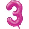 Fuchsia Cijfer Ballon 3 Jaar Glans 86cm