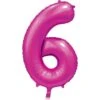 Fuchsia Cijfer Ballon 6 Jaar Glans 86cm -Feestartikelen Winkel fuchsia cijfer ballon 6 jaar glans 86cm