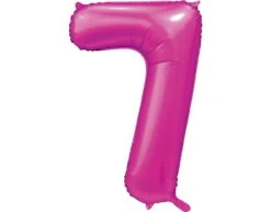 Fuchsia Cijfer Ballon 7 Jaar Glans 86cm