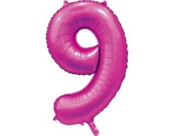 Fuchsia Cijfer Ballon 9 Jaar Glans 86cm