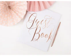 Gastenboek Rose Gouden Letters 24,5cm -Feestartikelen Winkel gastenboek rose gouden letters 245cm 2