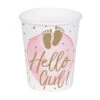 Geboorte Bekers Hello Girl Papier 210ml 10st -Feestartikelen Winkel geboorte bekers hello girl papier 210ml 10st