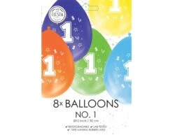 Gekleurde Ballonnen 1 Jaar 30cm 8st -Feestartikelen Winkel gekleurde ballonnen 1 jaar 30cm 8st 1