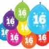 Gekleurde Ballonnen 16 Jaar 30cm 8st -Feestartikelen Winkel gekleurde ballonnen 16 jaar 30cm 8st