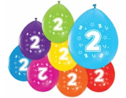 Gekleurde Ballonnen 2 Jaar 30cm 8st
