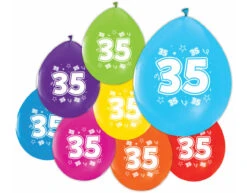 Gekleurde Ballonnen 35 Jaar 30cm 8st