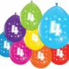 Gekleurde Ballonnen 4 Jaar 30cm 8st -Feestartikelen Winkel gekleurde ballonnen 4 jaar 30cm 8st