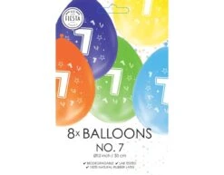 Gekleurde Ballonnen 7 Jaar 30cm 8st -Feestartikelen Winkel gekleurde ballonnen 7 jaar 30cm 8st 1
