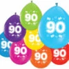 Gekleurde Ballonnen 90 Jaar 30cm 8st -Feestartikelen Winkel gekleurde ballonnen 90 jaar 30cm 8st