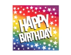 Gekleurde Happy Birthday Servetten 33cm 20st