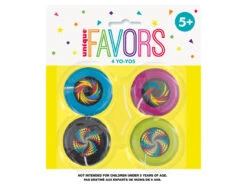 Gekleurde Jojo's 4,1cm 4st -Feestartikelen Winkel gekleurde jojos 41cm 4st 1