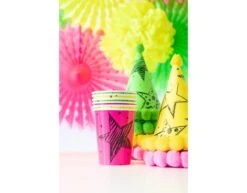 Gekleurde Neon Bekers 250ml 6st -Feestartikelen Winkel gekleurde neon bekers 250ml 6st 1