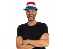 Glitter Hoed Rood Wit Blauw -Feestartikelen Winkel glitter hoed rood wit blauw 2