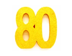 Goud Tafeldecoratie Cijfer 80 Glitter 20,5cm