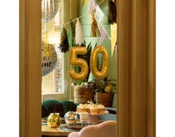 Gouden 1 Jaar Stickers Folieballon 20cm -Feestartikelen Winkel gouden 1 jaar stickers folieballon 20cm 1