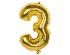 Gouden Cijfer Ballon 3 Jaar 86cm -Feestartikelen Winkel gouden cijfer ballon 3 jaar 86cm 1