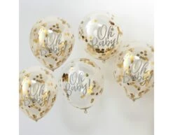 Gouden Confetti Ballonnen Oh Baby 30cm 5st -Feestartikelen Winkel gouden confetti ballonnen oh baby 30cm 5st 1