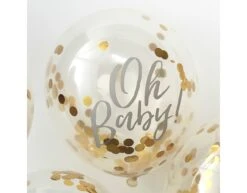 Gouden Confetti Ballonnen Oh Baby 30cm 5st -Feestartikelen Winkel gouden confetti ballonnen oh baby 30cm 5st 2