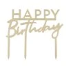 Gouden Happy Birthday Taarttopper 11cm -Feestartikelen Winkel gouden happy birthday taarttopper 11cm