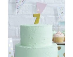 Gouden Kaars 7 Jaar Glitters 6cm -Feestartikelen Winkel gouden kaars 7 jaar glitters 6cm 2