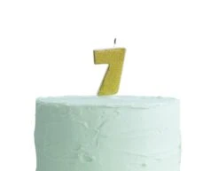 Gouden Kaars 7 Jaar Glitters 6cm