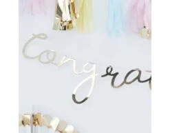 Gouden Letterslinger Congratulations 1,5m -Feestartikelen Winkel gouden letterslinger congratulations 15m 2